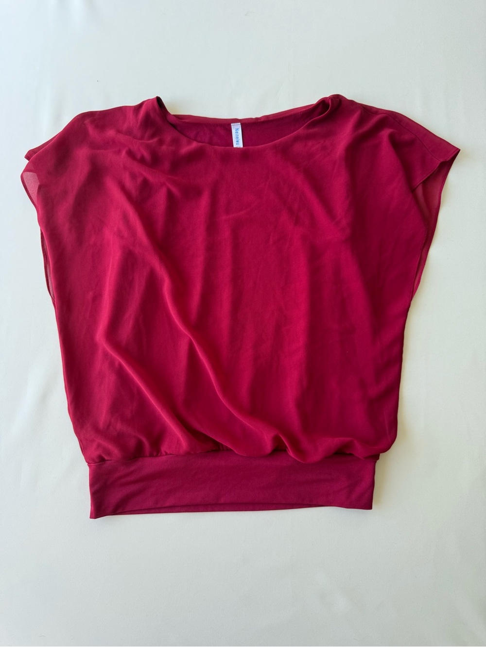 Neineiwu Women’s Medium Fuchsia Dolman Sleeve Blouson Chiffon Blouse M